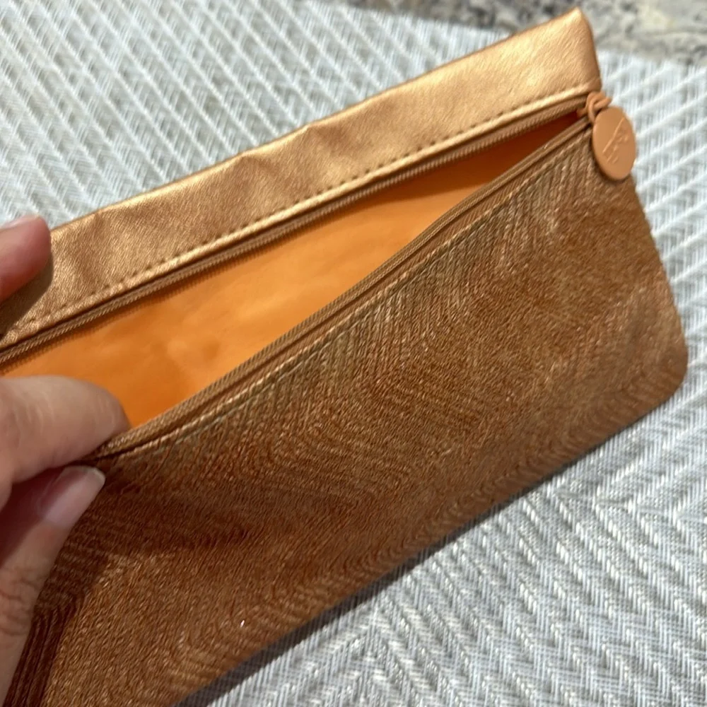 Ipsy Bundle Wristlets Bronze Wicker Summer & Banana Polka Dot Design Clutch